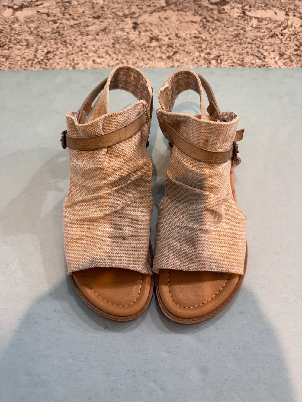 Blowfish Tan Beige Open-Toe Slingback Sandals